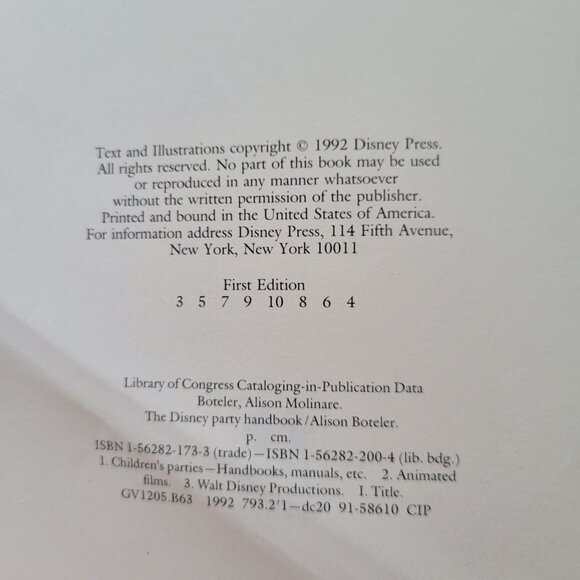 The Disney Party Handbook By Alison Boteler 1992 First Edition Paperback Vintage - Picture 4 of 6